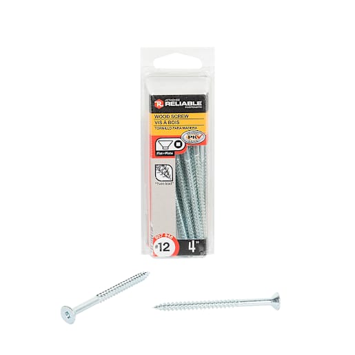 Flat Head Wood Screws 4 in. n° 12 Pkg/15