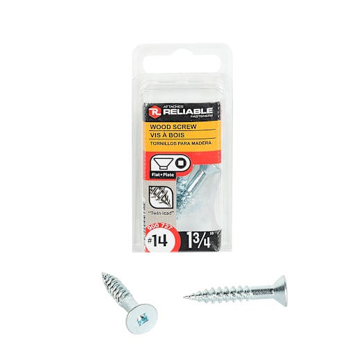 Flat Head Wood Screws 1 3/4 in. n° 14 Pkg/6