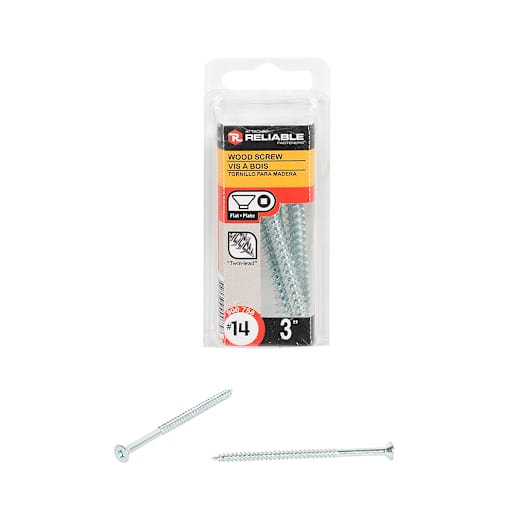 Flat Head Wood Screws 3 in. n° 14 Pkg/4