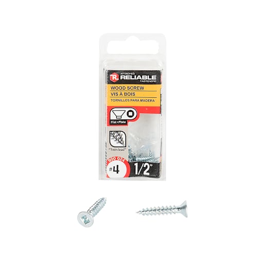 Flat Head Wood Screws 1/2 in. n° 4 Pkg/24