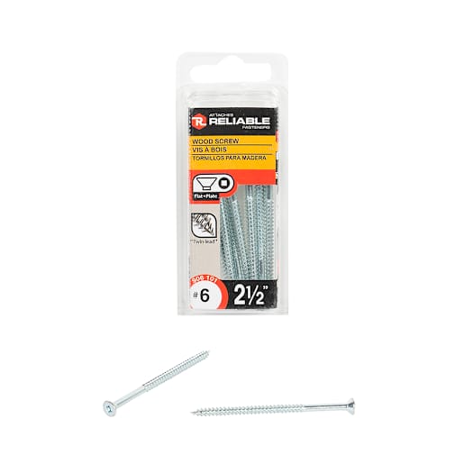 Flat Head Wood Screws 2 1/2 in. n° 6 Pkg/8