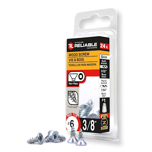 Flat Head Wood Screws 3/8 in. n° 6 Pkg/24