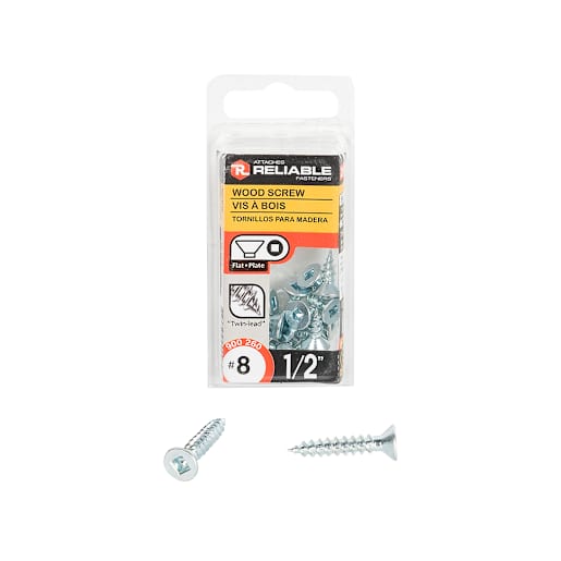 Flat Head Wood Screws 1/2 in. n° 8 Pkg/20
