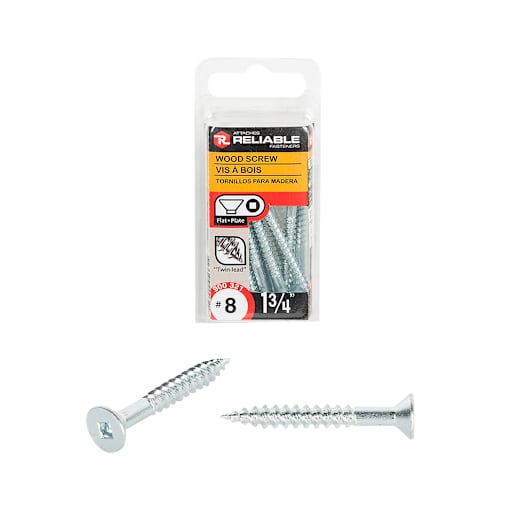 Flat Head Wood Screws 1 3/4 in. n° 8 Pkg/12