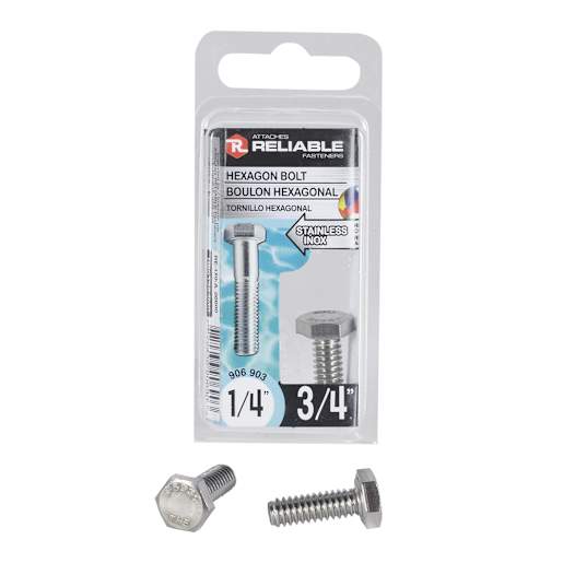 Stainless Steel Hex Bolts 1/4 in. x 3/4 in. Pkg/3