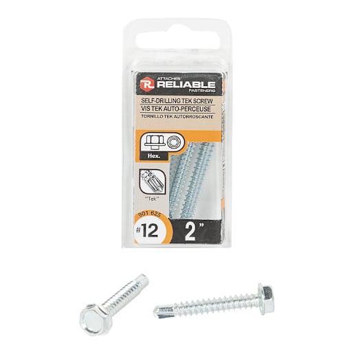 Metal Self-Tapping TEK n° 12 Hex Screw 2 in. Pkg/4