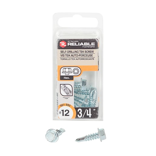 Metal Self-Tapping TEK n° 12 Hex Screw 3/4 in. Pkg/6