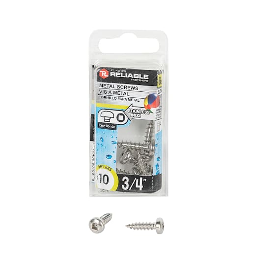 Vis à métal inox 3/4 po n° 10 T.R. Pqt/6
