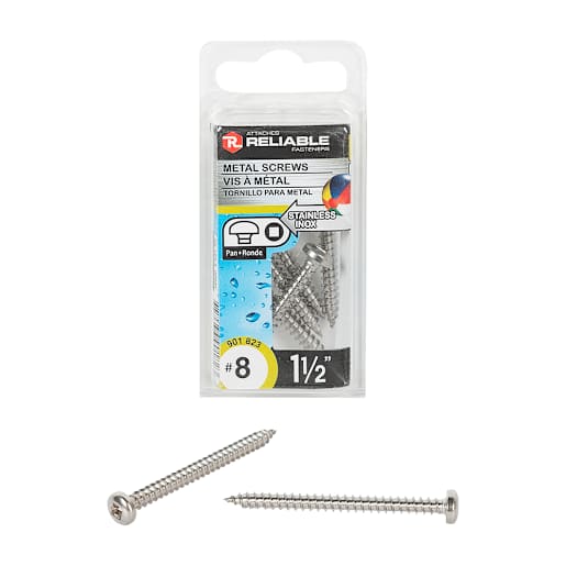 Stainless Steel Metal Screws 1 1/2 in. n° 8 Pkg/5