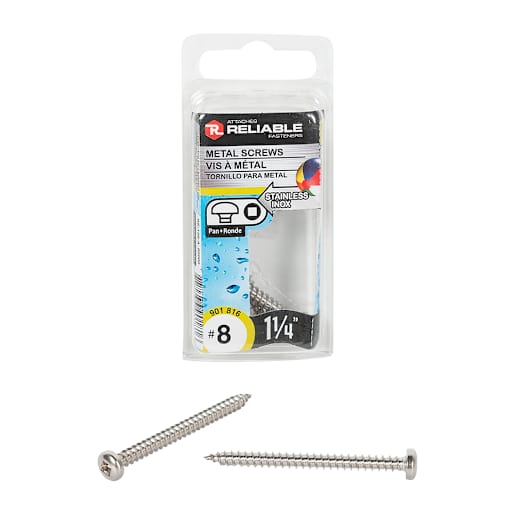 Stainless Steel Metal Screws 1-1/4 in. n° 8 Pkg/5