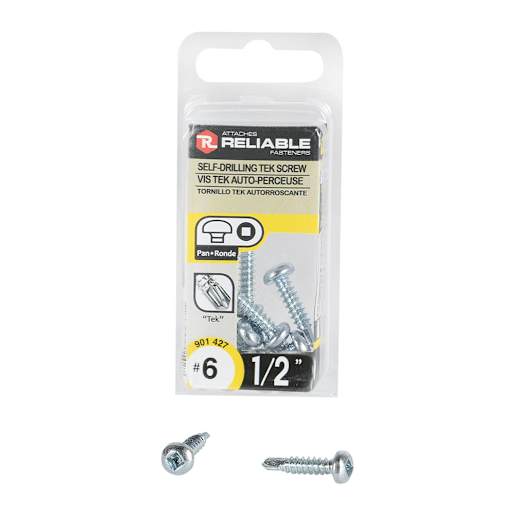 Self-Drilling Metal Screws 1/2 in. n°6 Pan Head Pkg/12