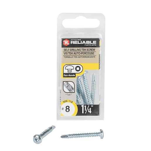 Self-Drilling Metal Screws 1 1/4 in. n°8 Pan Head Pkg/8