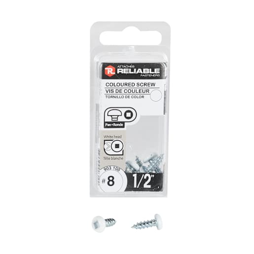 Metal Screws 1/2 in. n° 8 White Pkg/12