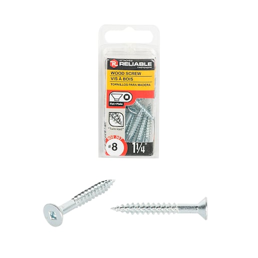 Flat Head Wood Screws 1 1/4 in. n° 8 Pkg/12