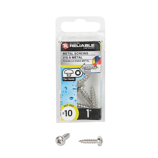 Stainless Steel Metal Screws 1 in. n° 10 Pkg/5