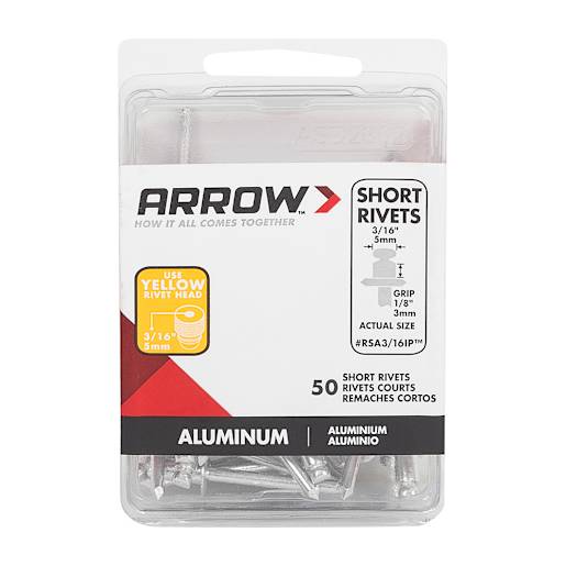 Rivets d'aluminium courts 3/16 po Pqt/50