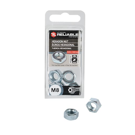 M8 Hex Machine Nuts Pkg/6