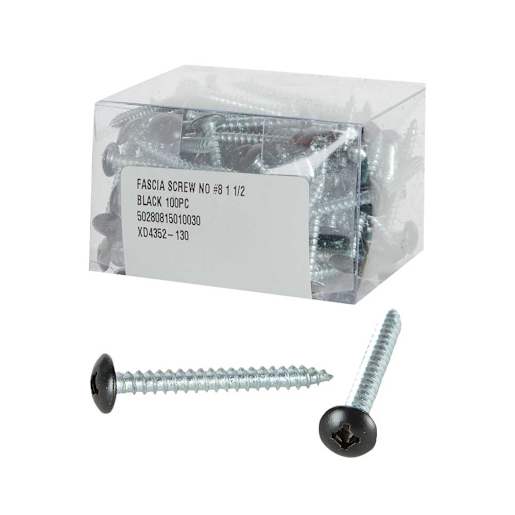 Black Fascia Screws 1 1/2 in. n° 8 R.H. Pkg/100