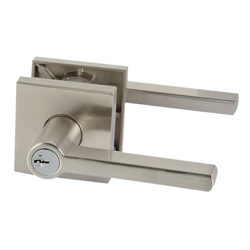 Poignée de porte d'entrée à clé bec-de-cane Halifax nickel satiné