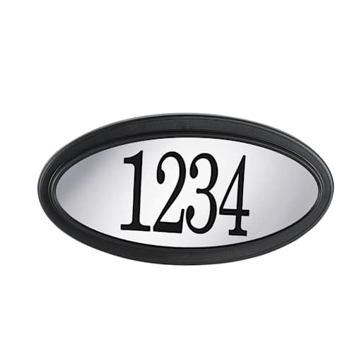 Contempporary Oval Address Plaque Black and Stainless Steel