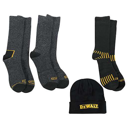 Dewalt Work Socks and Tuque Large Pkg/3