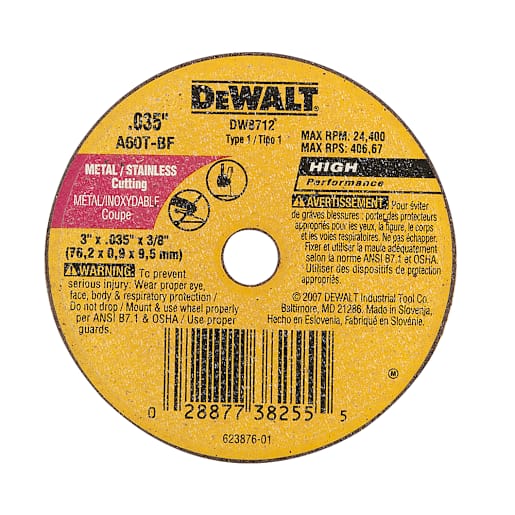 DEWALT Grinder Cutting Wheel 3 in.