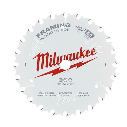 Lame de scie circulaire pour charpente 6 1/2 po  24 dents MILWAUKEE