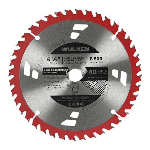 Lame de scie circulaire pour charpente 6 1/2 po 40 dents WULKEN