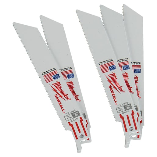 MILWAUKEE Metal Reciprocating Saw Blades 6 in. / 14 TPI Pkg/5