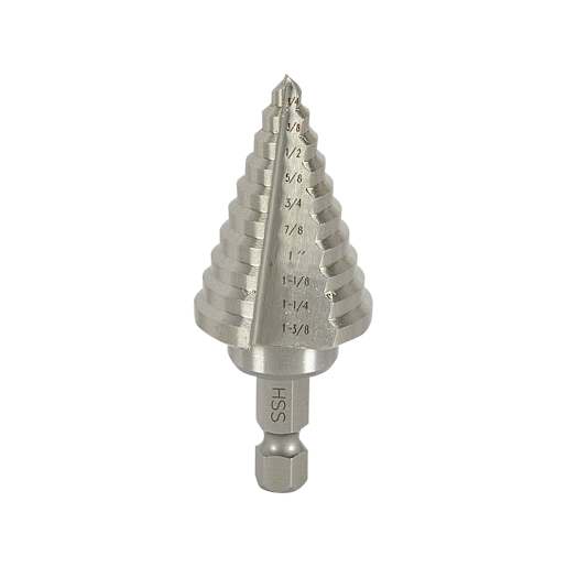 Step Drill Bit, 1/4 in. to 1 3/8 in.