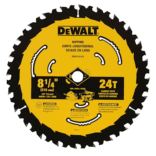 Lame de scie circulaire pour charpente 8 1/4 po 24 dents DEWALT