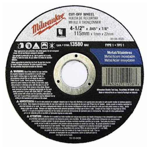 MILWAUKEE Grinder Cutting Wheel 4 1/2 in.