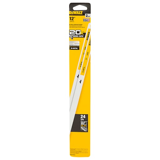 Lame de scie à métaux bi-métal 12 po x 24 dents Pqt/2 DEWALT