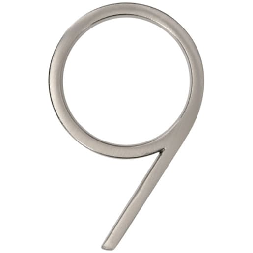 Distinction Number 9 Zinc Brushed Nickel 5 in.
