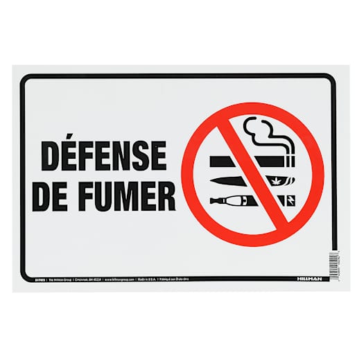 Défense de fumer Sign 8 in. x 12 in.