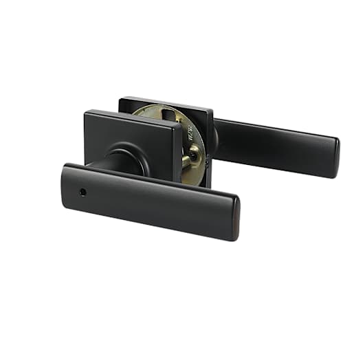 Breton Safe Lock Bathroom Door Handle  Black