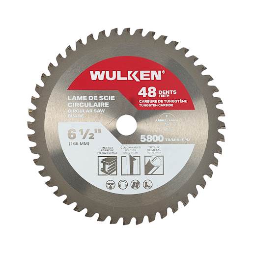 Lame de scie circulaire pour métaux ferreux 6 1/2 po 48 dents WULKEN