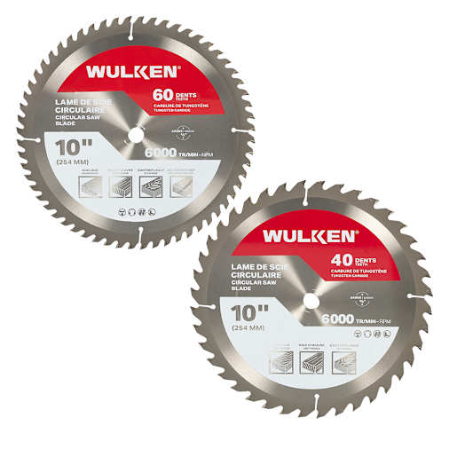 WULKEN General Purpose Circular Saw Blades 10 in. 40 and 60 Teeth Set/2