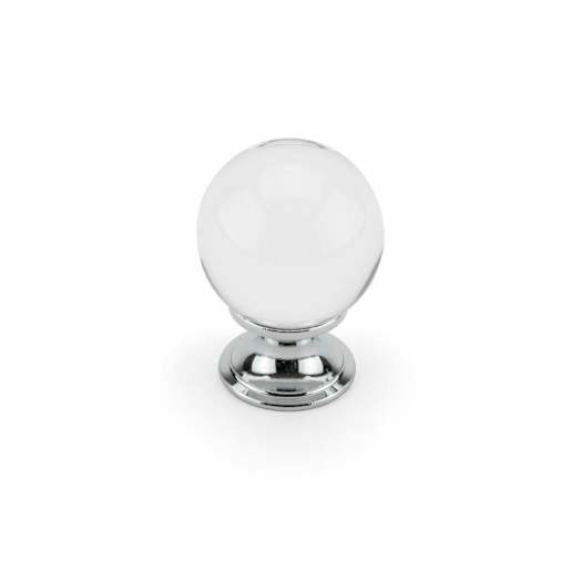 Bouton d'armoire en verre et métal Stilo chrome et transparent 30 mm