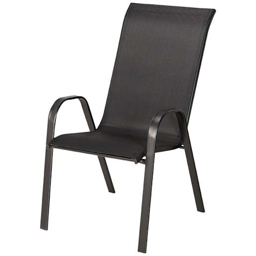 Luzon Black Steel High-Back Patio Chair
