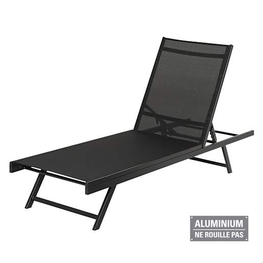 Chaise longue en aluminium noire VERTUO