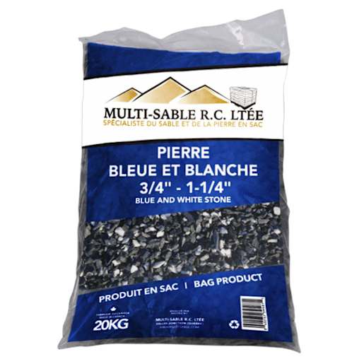 3/4 in. at 1 1/4 in. Blue & White Decorative Stone 20 kg