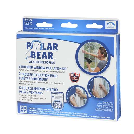Ensemble de pellicule isolante pour fenêtres 62 po x 84 po