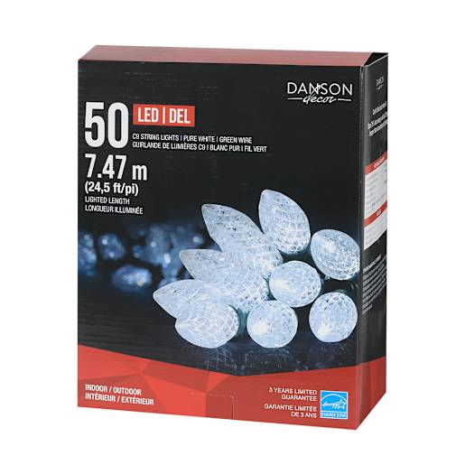 Jeu de 50 lumières DEL C9 blanc pur