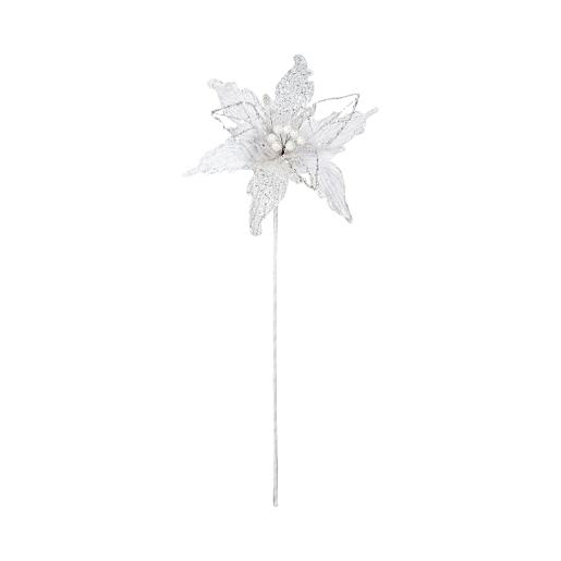Pic décoratif poinsettia blanc 24 po