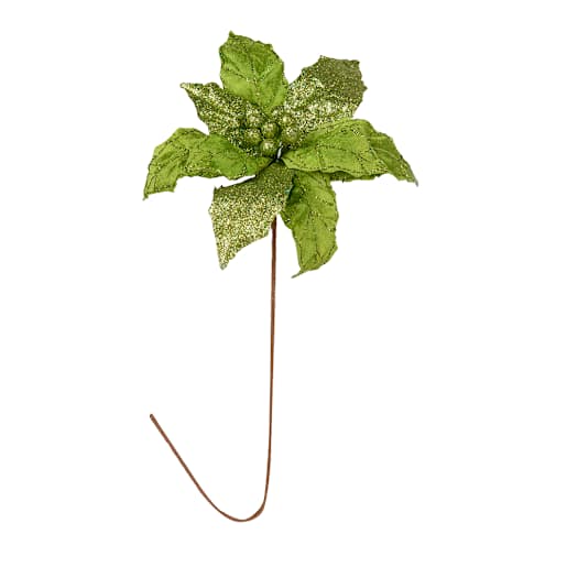 Poinsettia Decorative Pick Green 26 in.