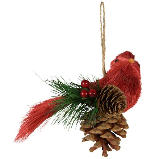 Cardinal on Pine Cone Ornament