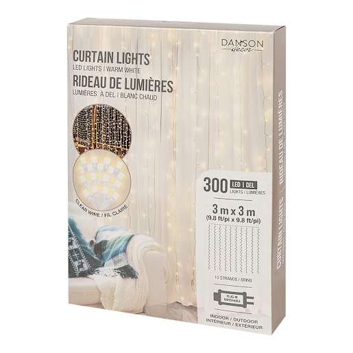 Rideau de lumières DEL Blanc chaud