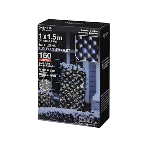 160 LED Net Lights Set White and Blue