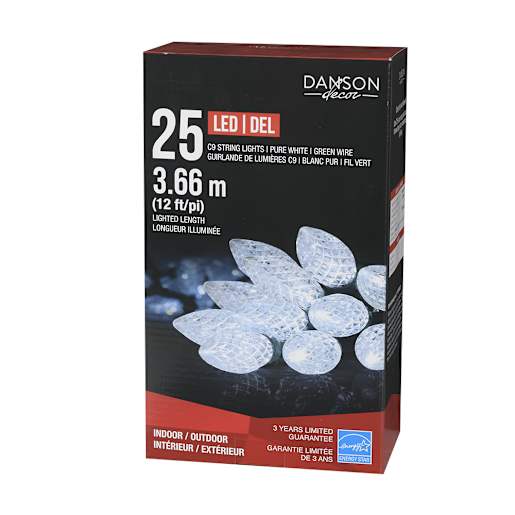 Jeu de 25 lumières DEL C9 Blanc pur